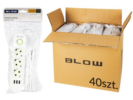 Sieťová predlžovačka PS-320 3-zásuvky 3xUSB 2m biela 3x1mm balenie