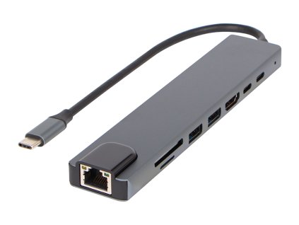 Rozbočovač USB-C HUB RJ45 + HDMI 100W K-08