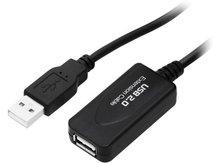 USB predlžovací kábel 5m s čipom zeleno-biely