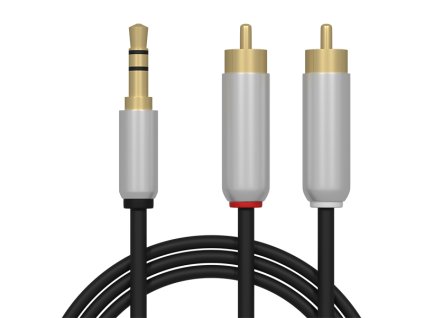 Audio kábel 3.5mm na 2xRCA 1,5m kovový