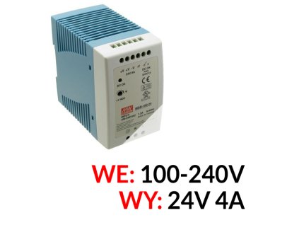 MDR-100-24 - Napájací zdroj 24V DC / 4A na DIN lištu - Mean Well
