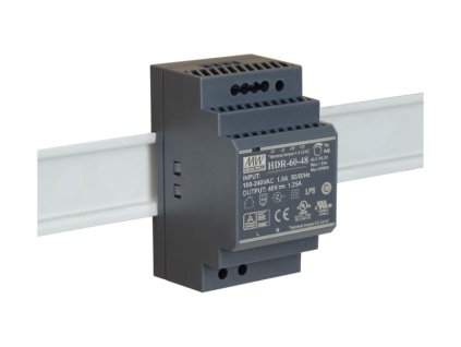HDR-60-48 - Napájací zdroj na DIN lištu 48V, 1.25A, ochrany SCP, OLP, OVP - MEAN WELL