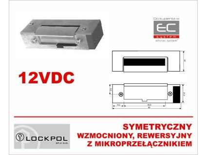 1561-12DC - Elektrozámok 12VDC symetrický, reverzný so senzorom, zosilnený - Lockpol