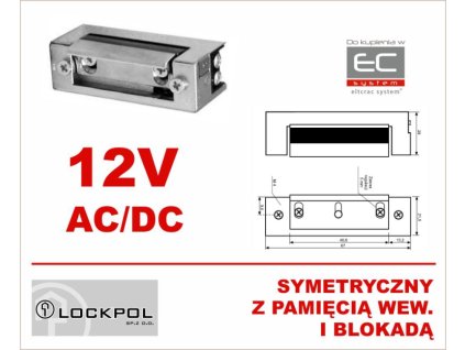 1743-12AC/DC - Elektrický úchyt 12VAC/DC symetrický s vnútornou pamäťou a zámkom - Lockpol