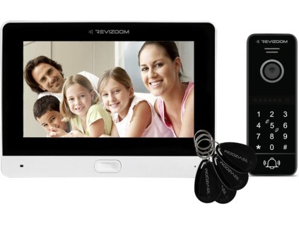 RM-T471HD WHITE/RC-411HD-CK - Sada videovrátnika s RFID čítačkou a číselnou klávesnicou, analógová, 2Mpx, WiFi, LAN, microSD - Revizoom