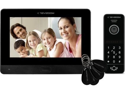 RM-T471HD BLACK/RC-411HD-CK - Sada videovrátnika s RFID čítačkou a numerickou klávesnicou, analógová, 2Mpx, WiFi, LAN, microSD - Revizoom