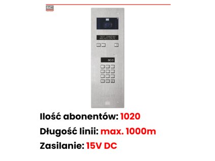 INSPIRO 7S+ - Centrálna jednotka Master, 1020 miestností, farebná kamera objektív 2.8mm, elektronický zoznam obyvateľov, nerezová oceľ - ACO