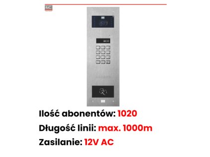 INSPIRO 6S+ - Slave centrála, farebná kamera 2.8mm, kódový zámok, bezkontaktná čítačka, 1020 lokalít - ACO