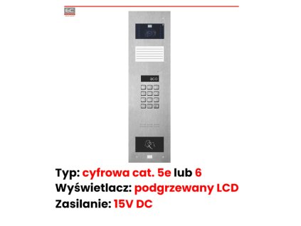 INSPIRO 15S+ - Slave centrálna jednotka, farebná kamera 2.8mm, malý popisný zoznam, kódový zámok, bezkontaktná čítačka - ACO