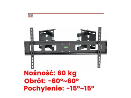 DP-6239 - Rohový držiak monitora, nosnosť 60 kg, od 37-53 palcov, nástenná montáž