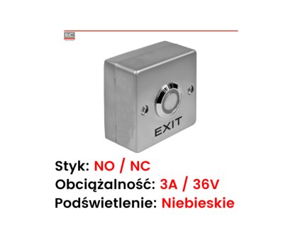 PW-53LED - Tlačidlo na odchod s nápisom "EXIT", podsvietením LED, vyrobené z nehrdzavejúcej ocele - ALIQUAM
