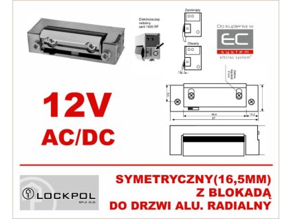 Elektrozámok 12VAC/DC symetrický s blokovaním, radiálny na hliníkové dvere - Lockpol