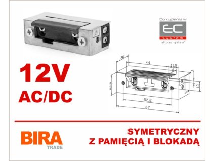 ES1-004 - Elektrický zámok 12VAC/DC symetrický s pamäťou a blokovaním - Biratronik
