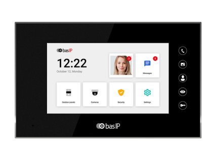 AQ-07LL BLACK - Vnútorný IP monitor, 7" LCD, PoE, SIP 2.0 - BasIP