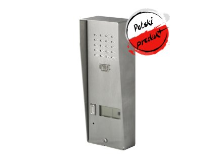 5025/1D - Vonkajšia kazeta z nehrdzavejúcej ocele s 1 tlačidlom a strieškou - šírka 56mm - Miwi-Urmet