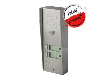 5025/2D - Vonkajšia kazeta z nehrdzavejúcej ocele s 2 tlačidlami a strieškou - šírka 56 mm - Miwi-Urmet