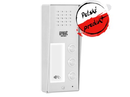 6025/PR3-RF - Vonkajšia kazeta z nehrdzavejúcej ocele s 3 tlačidlami, čítačkou RFID a informačným modulom série ELITE - Miwi-Urmet