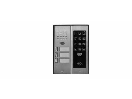 5025/3D-ZK-RF - Trojtlačidlový audio panel (3-rodinný) s bezkontaktnou čítačkou RFID kariet/kľúčov a dotykovým kódovým zámkom