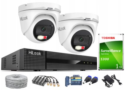 Súprava na monitoring TurboHD, 2 kamery Hybrid Light 5Mpx, rekordér 4ch - HiLook by Hikvision