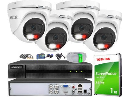 TurboHD monitorovací set, 4 vonkajšie kamery Hybrid Light 2Mpx, XVR 4ch rekordér - HiLook by Hikvision