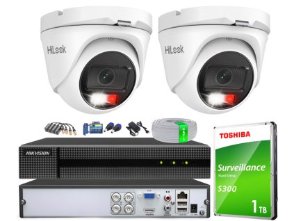 Monitorovací súprava TurboHD, 2 vonkajšie kamery Hybrid Light 2Mpx, Záznamník 4ch - HiLook od Hikvision