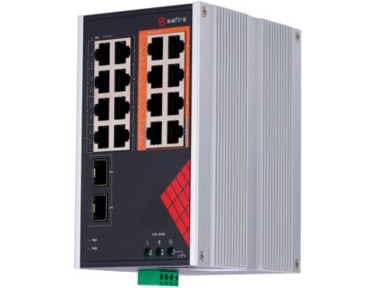 large sf swi1808hipoe gf ac 130 din switch przemyslowy 16x rj45 10 100 1000 mbps 2x sfp 130w din safire sf swi1808hipoe gf ac 130 din