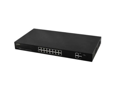 SF116 - Prepínač PoE 16xPoE + 2xUplink 10/100/1000 Mbps, 160W - Pulsar