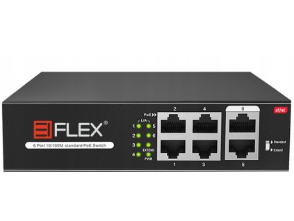 EI-H1064PL - PoE prepínač 4+2, 10/100Mb/s, 65W, Režim EXTEND - EIFLEX