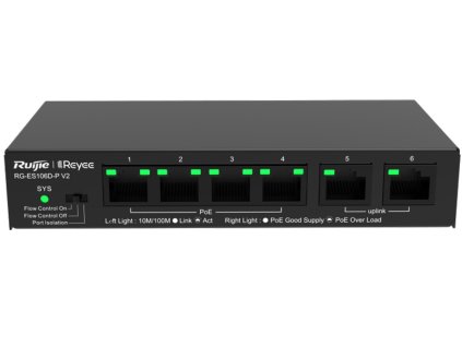 large rg es106d p v2 switch poe 4 2 10 100mbps niezarzadzalny 54w reyee by ruijie rg es106d p v2