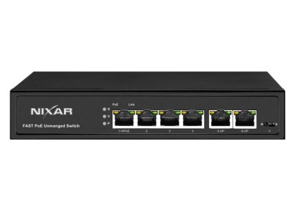 NX-S600P-4F2F - PoE prepínač 4+2 10/100Mbps, 1x HiPoE, 65W - NIXAR