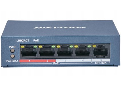 DS-3E0105P-E/M(B) - Prepínač PoE 4+1 10/100Mbps, 35W - Hikvision