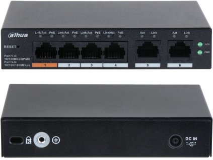 CS4006-4ET-60 - PoE prepínač 4+2, riadený, 1x Hi-PoE 60W, 65W - Dahua