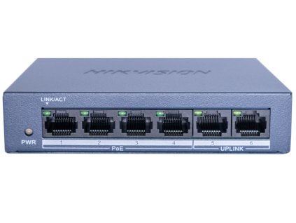 DS-XS0106-P - PoE prepínač 4+2, neadministratívny, 45W - Hikvision