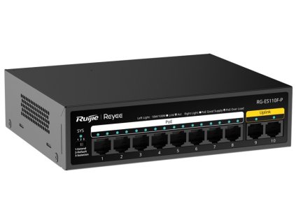 RG-ES110F-P - Switch PoE 8+2, 10/100Mb/s, ne­riaditeľný, 110W - Reyee by Ruijie