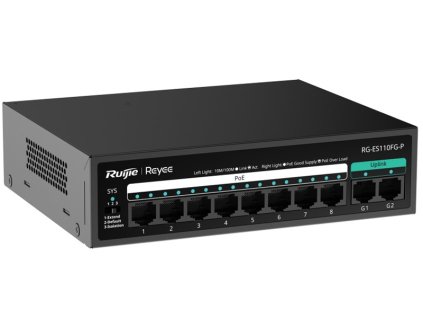RG-ES110FG-P - Switch PoE 8+2, 10/100/1000Mb/s, neobsluhovateľný, 110W - Reyee od Ruijie