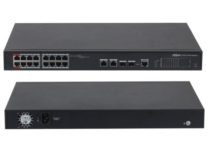 PFS4218-16ET-240-V3 - Priemyselný PoE prepínač, 16-portový+4 xRJ45/SFP, 19'', Combo - DAHUA