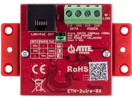 ETH-2wire-SET - Sada aktívnych konvertorov LAN+PoE, 2 vodiče, 100Mbps, do 300m - Atte