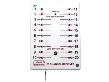 CH20HR-het príjmač so signalizáciou slabej batérie, 20 kanálov, 12V, pamäť 60nád, Superheterodyna, Elmes