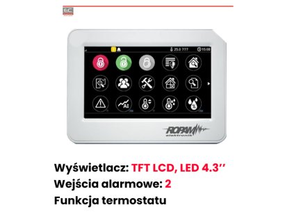 TPR-4WS - Dotykový panel 4.3'', dotyková klávesnica, povrchová skrinka - ROPAM