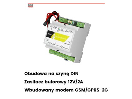 MultiGSM-PS-D4M 2 - GSM oznamovací a riadiaci modul, alarmový modul, GSM terminál s bufferovým napájaním a skriňou na DIN lištu - ROPAM