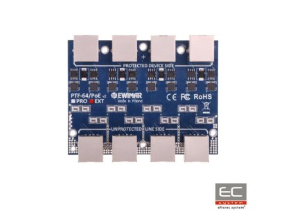 PTF-64-EXT/PoE - 4-kanálový modul obmedzovača prepätia siete LAN Gigabit Ethernet - EWIMAR