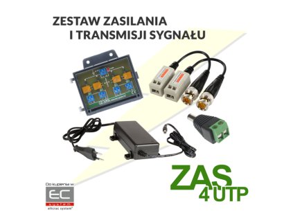 ZAS4UTP - Sada napájania a prenosu pre 4 CCTV kamery po UTP skrutke