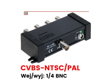RV-1/4P - Video rozdeľovač, 4 výstupy, CVBS - PAL / NTSC