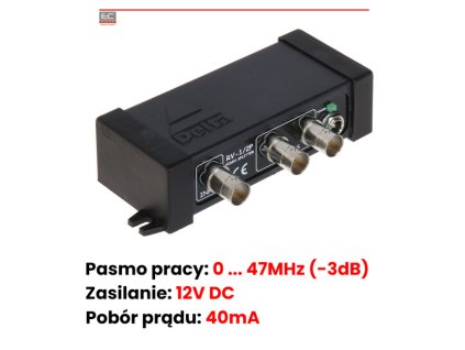 RV-1/2P - Videorozbočovač, 47 MHz, 12V DC, 10mA, bez napájacieho adaptéra
