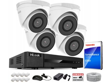 Sada na monitorovanie IP 5Mpx, 4 kamery IPCAM-T5, Záznamové zariadenie PoE - HiLook by Hikvision