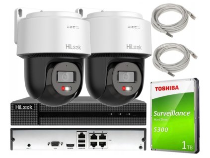 Sada na monitorovanie IP 4Mpx 2 otočné kamery PTZ-N4MP-P, Hybrid Light - HiLook by Hikvision