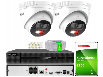 Sada na monitorovanie IP 4Mpx 2 kamery IPCAM-T4-30DL, Hybrid Light, záznamník 4ch s PoE, MD 2.0 - HiLook by Hikvision