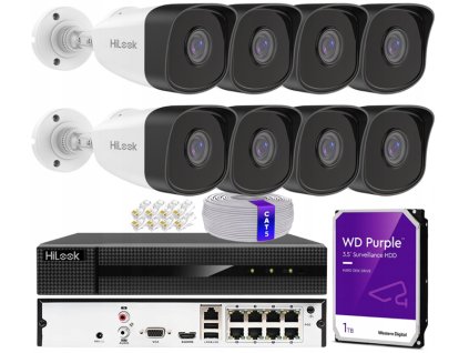 Súprava na monitorovanie IP 5Mpx 8 Kamier IPCAM-B5, Záznamník 8ch s PoE, MD 2.0 - HiLook by Hikvision