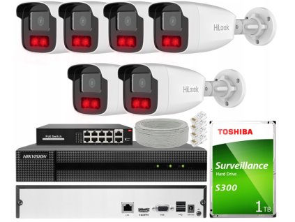 Súprava na IP monitorovanie 2Mpx 6 kamier IPCAM-B2-50IR, Záznamník 8ch - HiLook by Hikvision