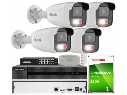 Súprava na IP Monitoring 2Mpx 4 Kamery IPCAM-B2-50DL, Hybrid Light, Rekordér 8ch - HiLook by Hikvision